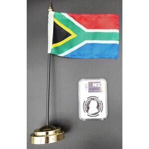 2025 SA Krugerrand PF70 FDOI NGC Fine Silver 1oz + Mini South Africa Flag Set
